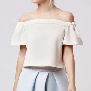 TOPSHOP Pale Blush Structured Bardot Blouse